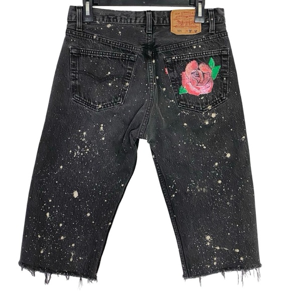 Levi’s Jean Shorts Jorts Waist 27 Unisex Womens Small 4 6 90s Levis Long Shorts - Picture 2 of 13